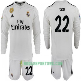 Koszulka Real Madryt ISCO 22 Dziecięcy Domowe Stroje Piłkarskie 2018-2019 Długi Rękaw